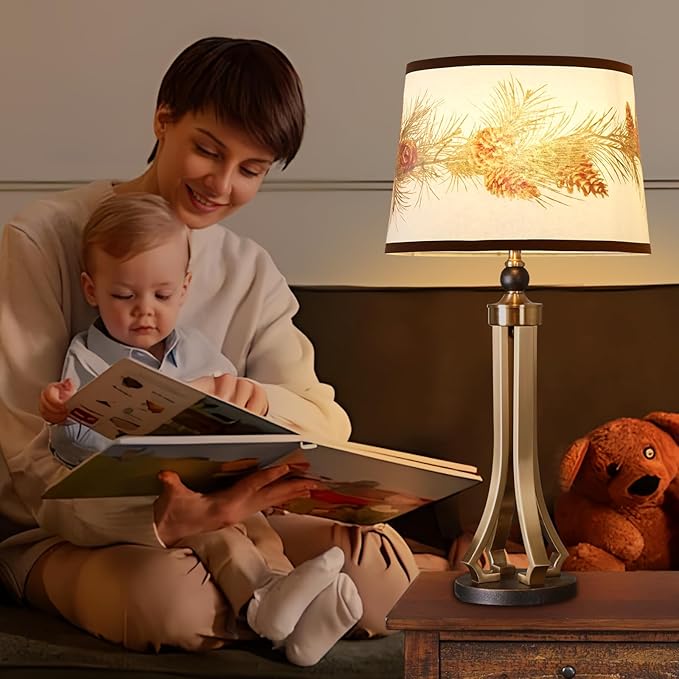 Lamp Shades Set of 2 Replacement, Drum Lampshades for Christmas, Lampshade 10 Inches Lampshades for Table Lamp, Floor Lamp, Pendant Light, Lamp Shade Harp Holder Included