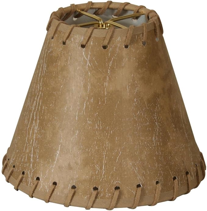 Royal Designs, Inc. CS-972-6-6 Faux Leather Empire Chandelier Shade with Whipstitch Trim, 3 x 6 x 5, Light Brown, 6-Pack