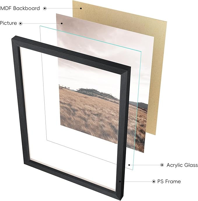 ArtbyHannah Gallery Wall Frame Set,Vintage Multi-color Picture Frames Collage Wall Decor with Neutural Art for Living Room Stariway,8 Pack Assorted Size 8"x10",5"x7",4"x6", Small