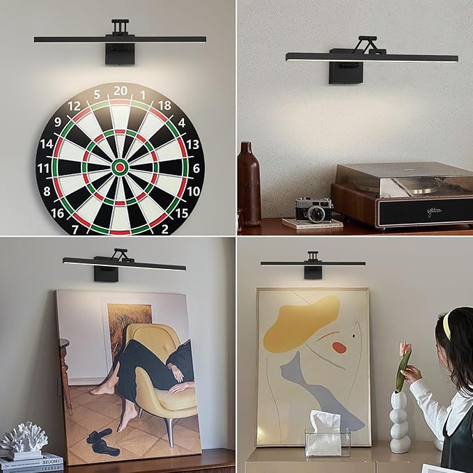 Black Picture Lights for Paintings Dimmable Gallery Light Hardwired LED Wall Art Lighting Display Artwork Lamps 23.6 Inch 14W 3000K Warm White