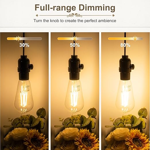 DiCUNO UL Listed Full Range Dimmer Lamp Socket Replacement, Vintage E26 Light Bulb Socket, Rotating Dimmer Switch Knob for Table, Floor Lamp, DIY Project, Black, 60 Watt, 2-Pack