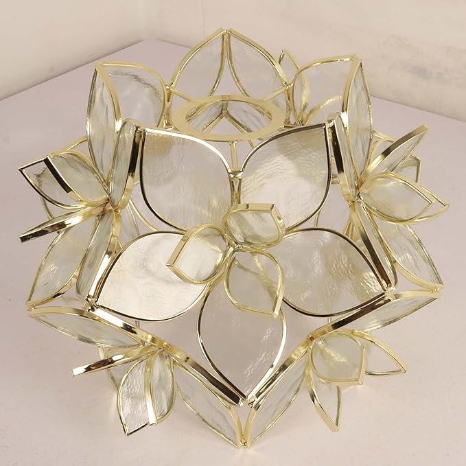 Bieye S10908 Tiffany Style Stained Glass Flower Petal Lampshade (Textured Clear, 8" Rose Lily)