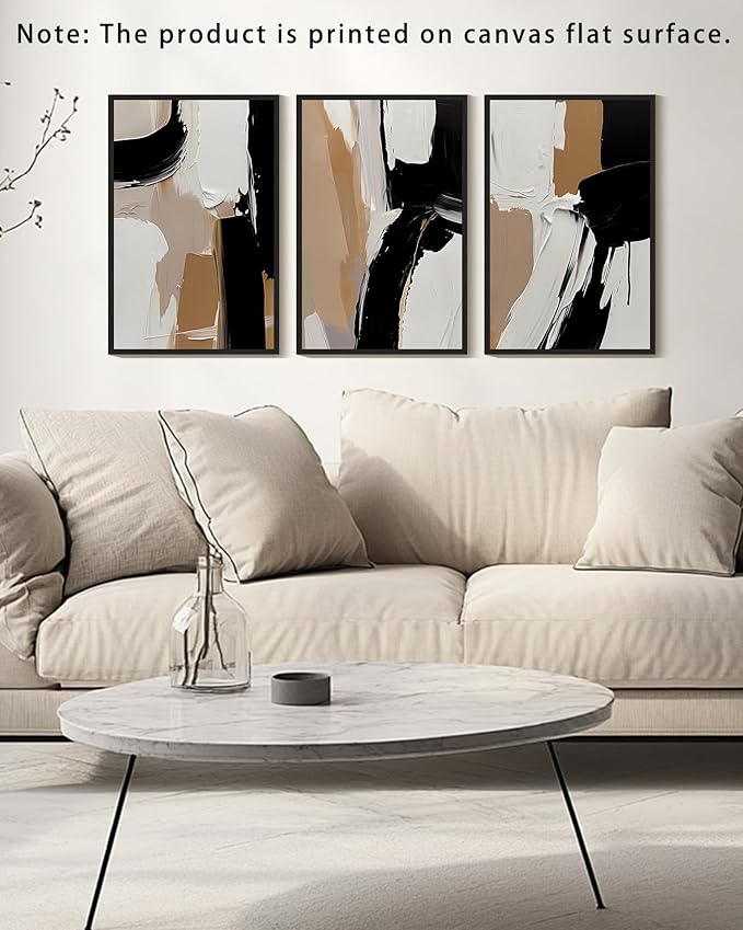 KUVIOKE Black Abstract Shapes Framed Canvas Wall Art Minimalist Graffiti Pastel Wall Decor Modern Illustration Art Painting Home Decor 16x24in (Black Framed)