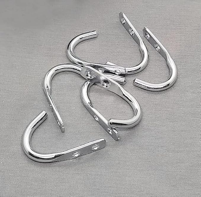 Multipurpose Hooks, Used to Hang Clothes, Bags, Coats, Curtain Hold Backs, Keys, Colour - Silver, Material - Stainless Steel, Screws and Wallplugs Included, Pack of 2 Pieces
