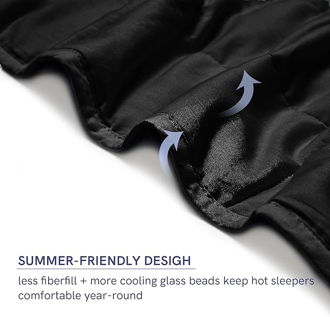 YnM 20lbs Weighted Blanket for Adults, Cotton Heavy Bed Throw Blanket with Cooling Glass Beads for All Season Use, Ideal for One Person of 190lbs (60x80 Inches, Queen Bed, Black)