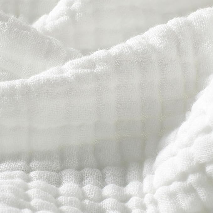 Carriediosa 100% Cotton Muslin Throw Blanket 108" X 90" King Size，4-Layers Summer Gauze Throws for Bed Couch，Soft Lightweight Breathable Linen Blankets Bedspread for Adults All Season，White