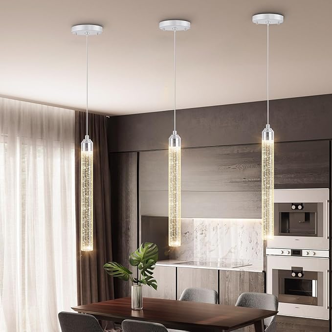 1-Light Modern Crystal Pendant Lighting LED Dimmable Pendant Light Kitchen Island Dining Room