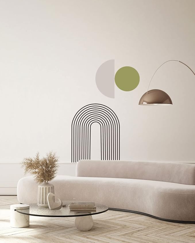 Arch Abstract Wall Art - Rainbow Wall Sticker, Modern Peel & Stick Decals for Bedroom, Living Room, Office
