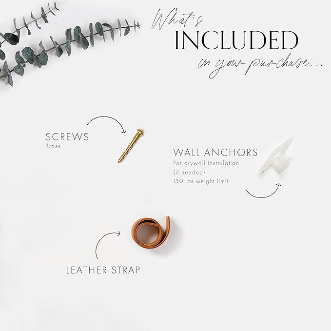 Keyaiira - Small Nicotine Colored Leather Wall Hook, Minimalist Leather Strap Hanger for Bath Towel Holder Wall Hook Strap Towel Hook Bathroom Decor Brass Towel Ring Nordic Home (Veg-TAN)