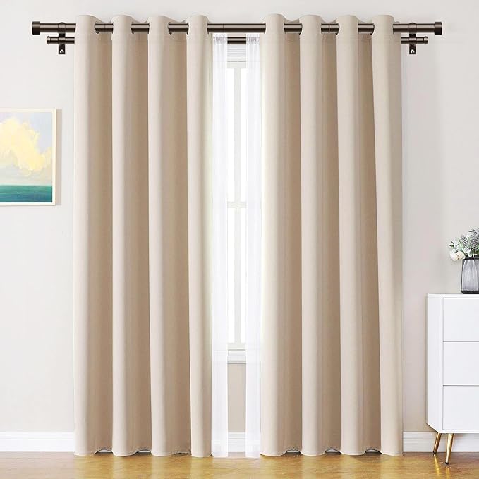 KAMANINA 1 Inch Double Curtain Rod 36 to 72 Inches (3-6 Feet), Bronze Heavy Duty Curtain Rods for Windows, Telescoping Double Drapery Rods with End Caps
