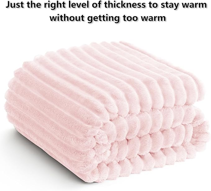 Pink Queen Size Blanket for Bed - 300GSM Soft Cozy Soft Blankets, Cute Large Lightweight Bedding Fleece Throws, Pink, 90x90 Inches