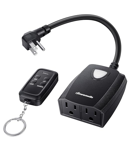 DEWENWILS Outdoor Dimmer for String Lights, 125V Dimmer Switch with 100FT Control Range, Weatherproof Outdoor Dimmer Plug for Dimmable LED/Tungsten Bulbs, FCC Listed