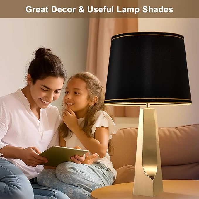 Lamp Shades Set of 2, Drum Lampshade 10 Inches Height, Lampshades for Table Lamp, Floor Lamp, Pendant Light, Grey Lampshades,Harp Holder Included