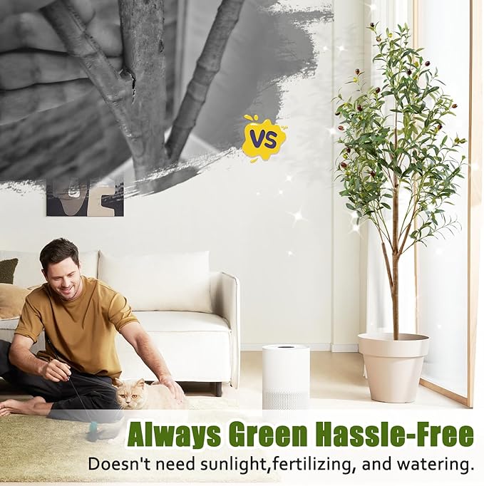 5FT Artificial Olive Tree Indoor, Tall Faux Olive Tree with Pot&Basket, Large Fake Olive Tree with Realistic 720 Silk Leaves and 40 Fruits for Living Room Home Office Decor