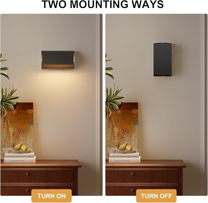 Indoor Modern Led Aluminum Wall Sconces,18W 5CCT 3000K-6000K Dimmable Hardwired Wall Light with Rotatable Lampshade,Contemporary Wall Lamp for Bedroom Living Room Hallway Stairway(Black,2Pack)