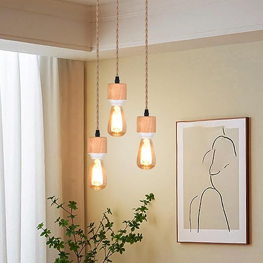 Arturesthome Pendant Light Cord - Hanging Light Kit with Dimmable Switch Vintage Lamp Cord with Twisted Nylon Lights Socket E26 E27 for Farmhouse Lamp Cable DIY (32.8FT, Cylinder Shape)