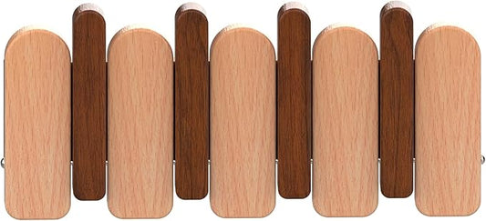 Wall Mounted Piano Key Hanger | Flip Style Hook | Entrance Wall Art Hook, Made of Oak Wood (3 Times Painted, 4 Times Polished) (Arc Walnut-Beech, 4Hooks)