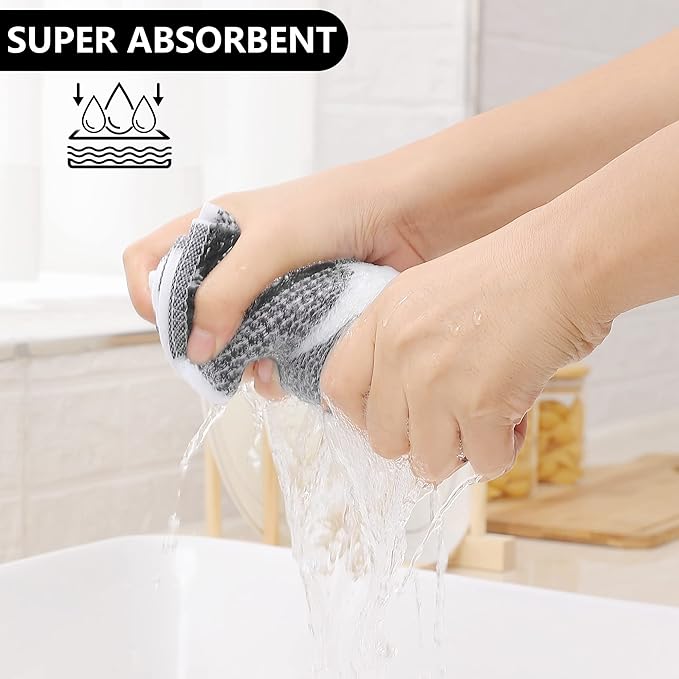 Homaxy 100% Cotton Waffle Weave Check Plaid Kitchen Towels, 13 x 28 Inches, Super Soft and Absorbent Dish Towels for Drying Dishes, 4-Pack, White & Dark Grey