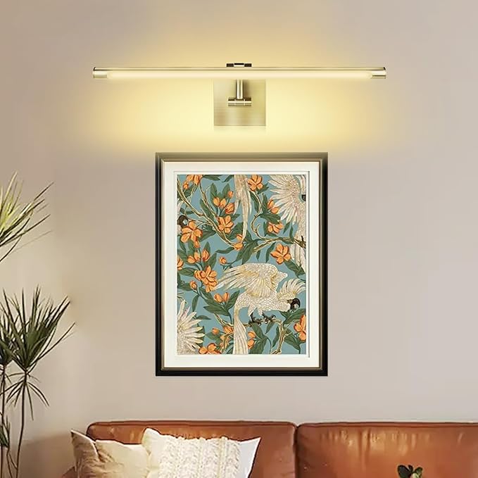 JO.KO 23.6 Inch LED Picture Lights for Wall Hardwired, Poster Art Gallery Light 10-100% Dimmable, 3000k Warm White Gold Wall Sconces 14W CRI90 for Gallery Artwork, Paintings and Bathroom