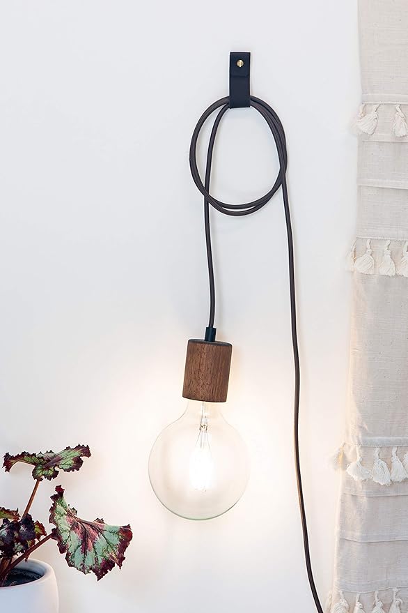 Keyaiira - Small Nicotine Colored Leather Wall Hook, Minimalist Strap Hanger for Bath Towel Holder Leather Wall Hook Strap Towel Hook Bathroom Decor Brass Towel Ring Nordic Home (Black)