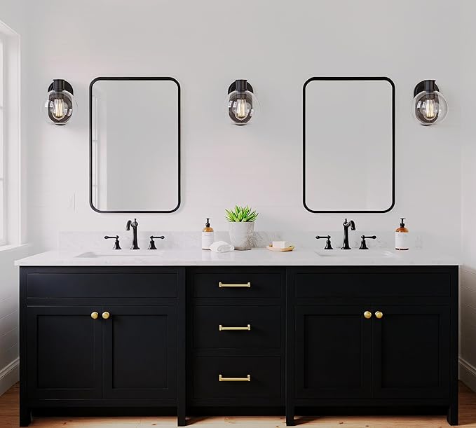 Dan Modern Farmhouse 1-Light Wall Sconces Light with Clear Glass Globe Shade in Dark Bronze Finish for Hallway, Entryway, Bathroom, Garage, Kitchen, Living Room