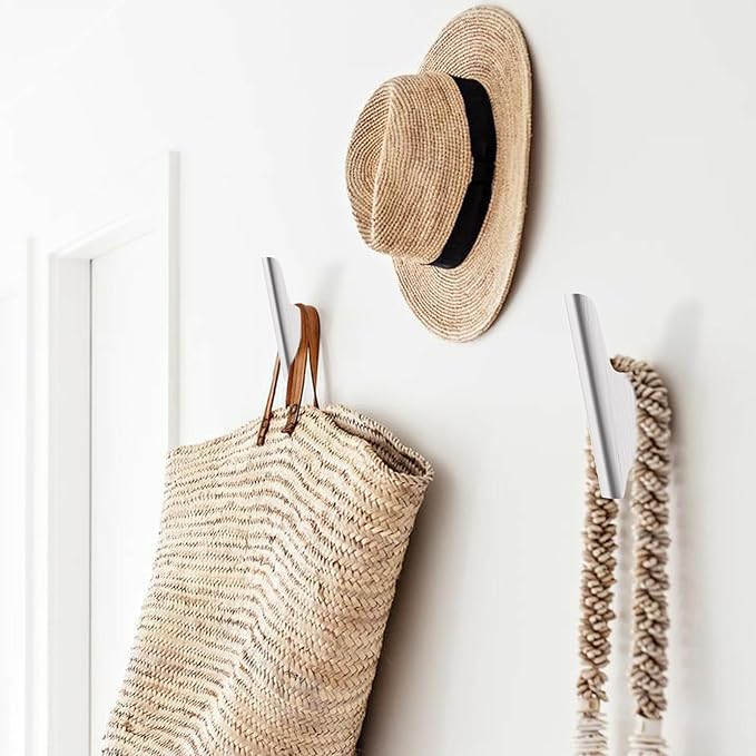 Wooden Wall Hooks 4 Pack Coat Hooks Mounted White Wooden Hooks for Wall Hanging Hat, Towel, Bag, Backpack, Decorative Wood Heavy Duty Hook for Entryway and Bathroom (White)