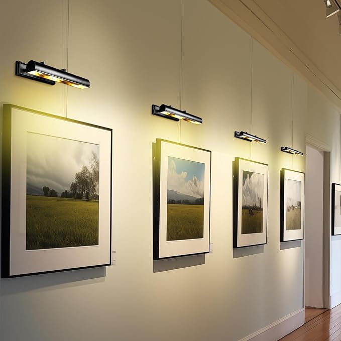 Picture Light for Wall 18" Black Picture Lights Hardwired 3-Light Bronze Picture Frame Light Dimmable Art Gallery Light Accent Lighting Bathroom Wall Sconce for Artwork Poster Display