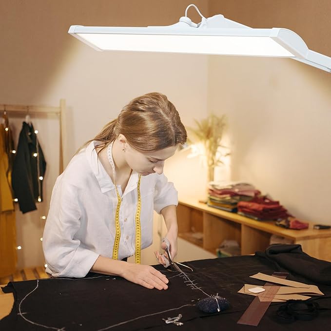 LED Architect Desk Lamp with Clamp, Metal Swing Arm 2300 Lumens Dimming Office Table Lamp for Task Work Drafting Reading Desktop, 180PCS Bright LEDs, 30W Workbench Lamp(White)