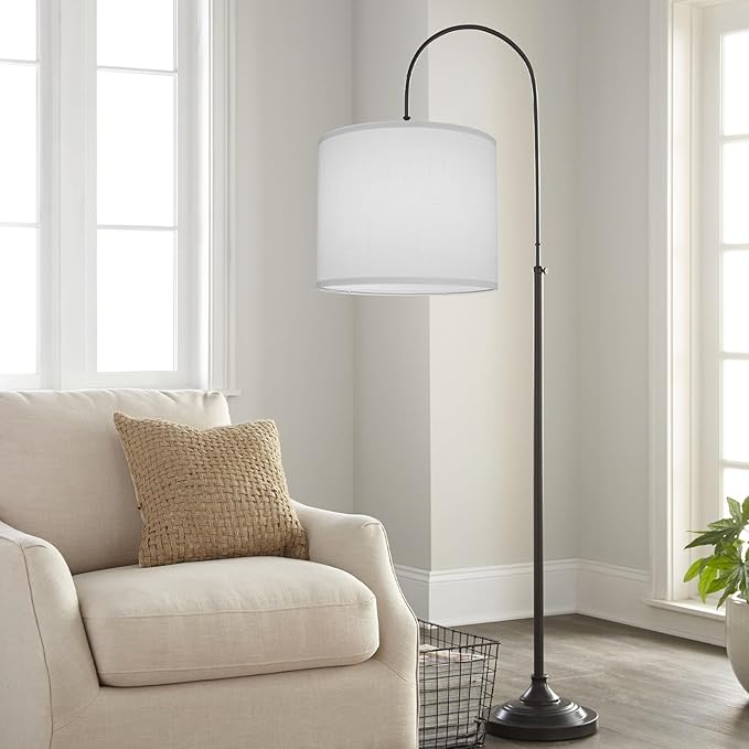 White Lamp Shade, Large Drum Lampshade 13" Top x 13" Bottom x 11" High (Spider), Replacement Lamp Shade Natural Linen Hand Crafted for Table Lamps Floor Lamps Chandelier Lamp, Easy Assembly Required