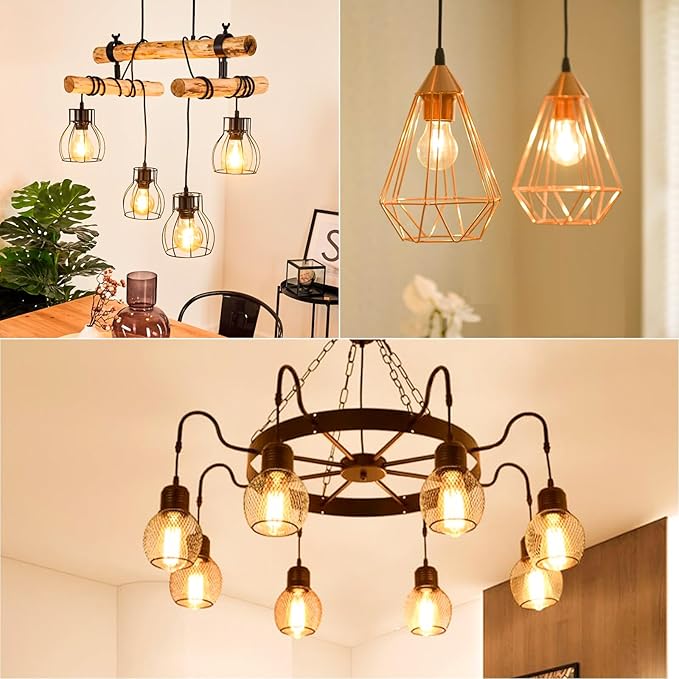 MorningLight 6 Pack Dimmable A19 LED Edison Bulbs 60W Equivalent, 6W 2700K Warm White Vintage LED Light Bulbs, A19 Classic Decorative Amber E26 Light Bulb 60W for Pendant, Sputnik Chandelier, 600LM