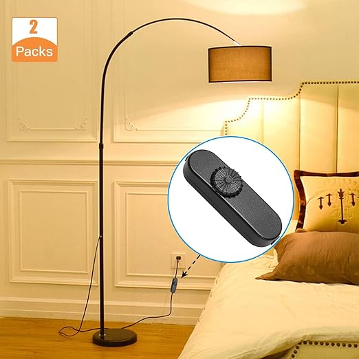 Inline Lamp Switch, Full Range Rotary Dimmer Switch, Black Cord Switch Replacement for Floor Lamp, Table Lamp, Pendant Light, Works with Incandescent, Halogen Bulbs, Dimmable LED