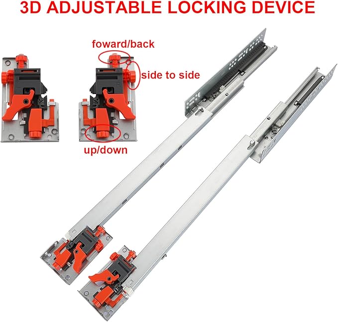 1 Pair of 24 Inch Undermount Soft Close Drawer Slides 100LB Load Capacity Full Extension Concealed Drawer Rails with 3D Locking Device