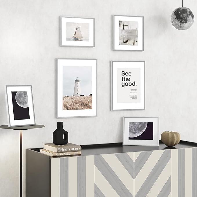 16x24 inch Metal Poster Frame - 16 x 24 Thin Aluminum Picture Frames Matted for 12x18 Photos, Artworks, Prints, Puzzle - High Definition Plexiglass - Vertical and Horizontal Display - Wall Hook Hanging Hardware Included - Silver, Set of 1