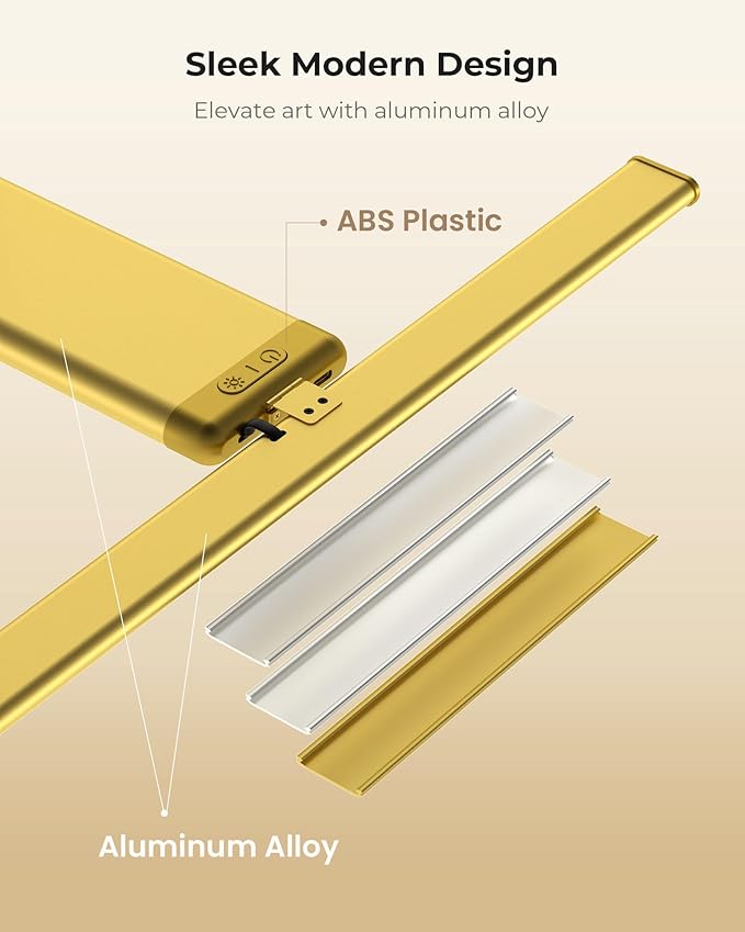 Rechargeable 12000mAh Picture Light for Wall with Remote, 3 Color Temps, Dimmable, Timer, for Gallery Poster Frame Painting Photo Art Display (Gold, 1 Pack)