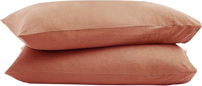 100% French Linen Pillowcase Set of 2, Breathable Envelope Closure Soft Linen Pillow Cover,Soft Luxury Hotel & Home Use, Gift