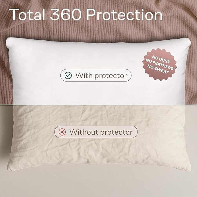 Ultra Soft Pillow Protectors with Zipper King Size - Set of 12 Breathable Pillow Covers - 100% Protection Against Stains, Dust & Dirt - Machine Washable (White)