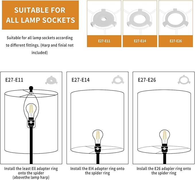 White Linen Tall Drum Lampshade, 11" Top x 11" Bottom x 12" High Lamp Shade, Lamp Shade Replacement for Table and Floor Lamps, Pendant Light，Handcrafted Lampshade，Easy Assembly