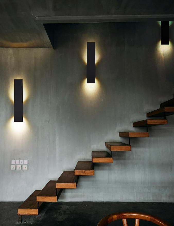 Black Reflex Modern Wall Sconce Indoor, Minimalist Up and Down Wall Light, Wall lamp for Entryway Hallway Bedroom Living Room Corridor Mirror Stairs, 2x7W Max GU10 Base, Matte Black