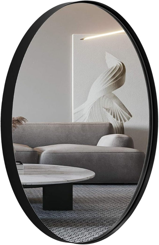 ANDY STAR Oval Bathroom Mirror, Black Oval Mirror for Bathroom, Oval Vanity Mirror for Bathroom, 20x28'' Oval Wall Mirror Pill Shaped Mirror Stainless Steel Frame Wall Mount Horizontal or Vertical