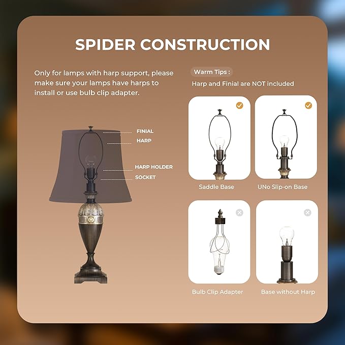 Fabric lamp shades,Lamp shades set of 2, boho lamp shade,linen lamp shade,10" Top x 14" Bottom x 10.5" High(Spider),blue lampshades for floor lamps,living room lamp shades set of 2