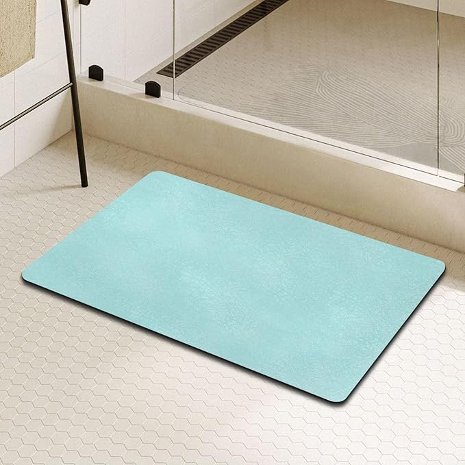 Diatomaceous Earth Bath mat Bathroom Rugs Super Absorbent Quick Dry Non Slip Bath Mat Thin Bathroom Floor Mats Fit Under Door-Shower Rug for in Front of Bathtub Shower, Green, 23.6"x47.2"