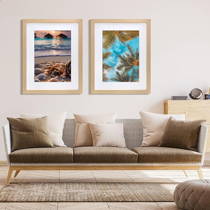 VNVNK 14x22 Frame Natural Wood Color, Perfect for 14x22 Inch Picture without Mat or 12x18 Inch Picture with Mat, Home Wall Decor Picture Frame-1 PCS