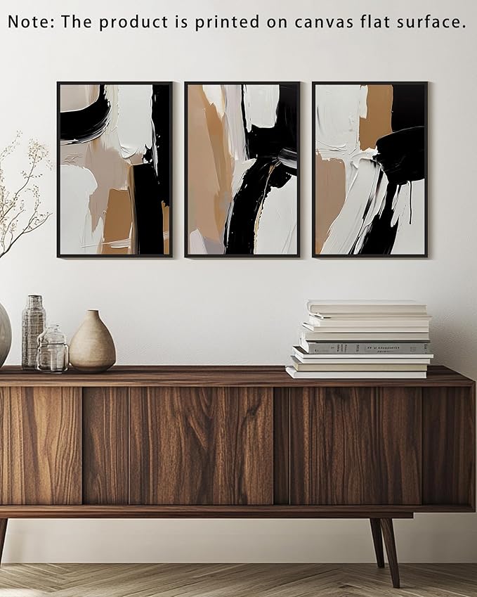 KUVIOKE Black Abstract Shapes Framed Canvas Wall Art Minimalist Graffiti Pastel Wall Decor Modern Illustration Art Painting Home Decor 16x24in (Black Framed)