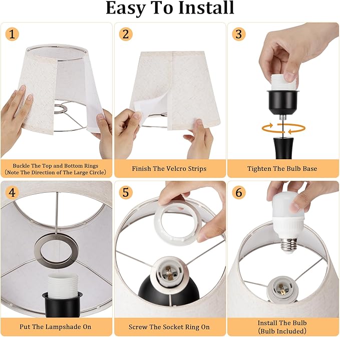 Seealle Touch Table Lamp for Bedroom, 3-Way Dimmable Small Bedside Lamps for Night Stands with Wires, Brown Desk Lamp for Kids Room, Office, Living Room, End Table(LED Bulb Included)