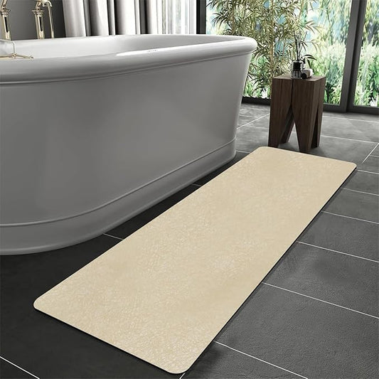 Extra Long Bathroom Rugs Diatomaceous Earth Bath mat Super Absorbent Quick Dry Non Slip Bath Mat Thin Runner Rug Fit Under Door-Shower Rug for in Front of Bathtub Shower, Coffee, 23.6"x66.9"