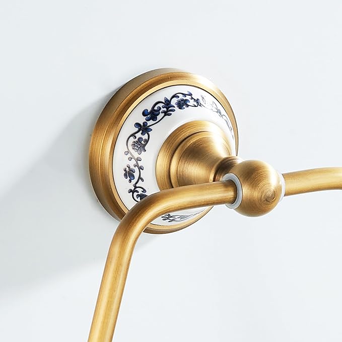 Trapezoid Antique Bronze Brass Hand Towel Holder, Bathroom Hardware Accessories,Porcelain Design