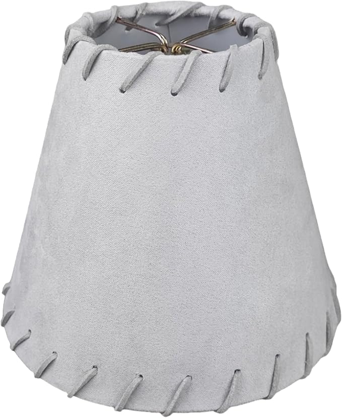 Royal Designs, Inc. CS-1117-5GR Faux Leather Empire Chandelier Shade with Whipstitch Trim, 3 x 5 x 4.5, Gray