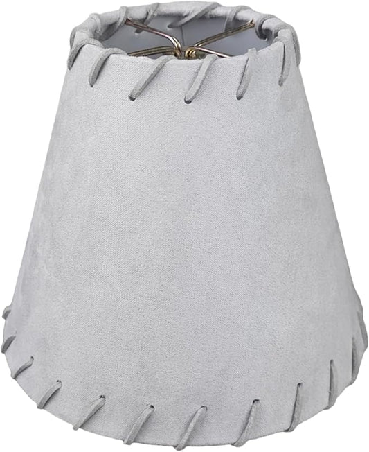 Royal Designs, Inc. CS-1118-6GR Faux Leather Empire Chandelier Shade with Whipstitch Trim, 3 x 6 x 5, Gray