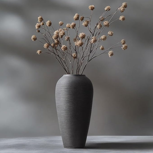 Rustic Farmhouse Flower Vase - 13.4 Inch Large Black Ceramic Vase for Modern Farmhouse Decor, Centerpiece, Dining Table, Entryway, Living Room