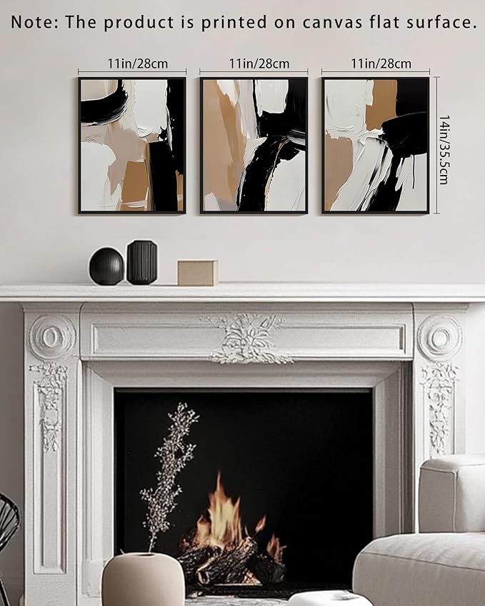 KUVIOKE Black Abstract Framed Canvas Wall Art Minimalist Graffiti Pastel Wall Decor Modern Art Painting Home Decor 11x14in (Black Framed)